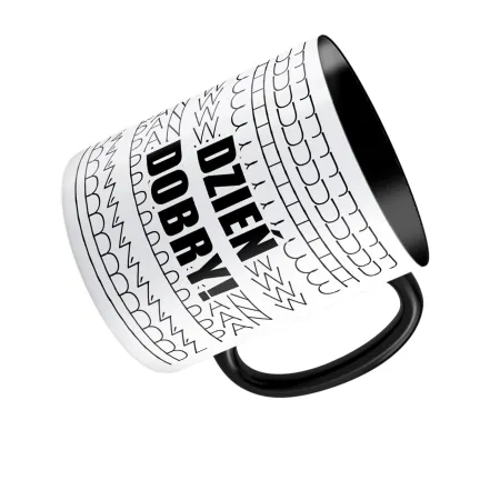 Kubek czarny UKRYTY PRZEKAZ Dzień dobry